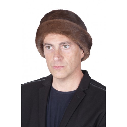 Mink fur hat.  Hat with turned-up brim, double-sided fur